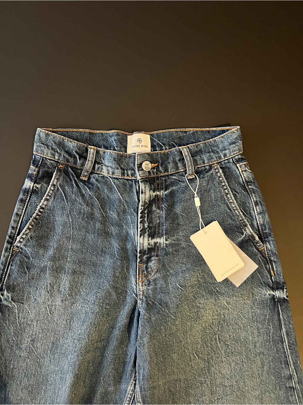 Anine Bing Brie Wide-Leg High-Rise Blue Denim Jeans, brand new with tags - Picture 4 of 6